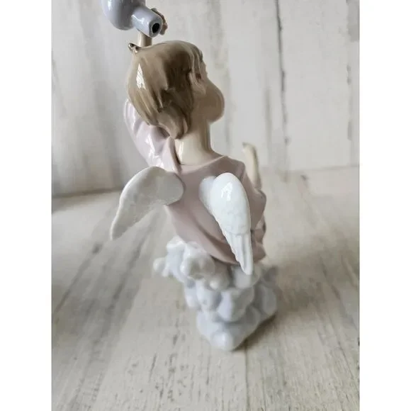 Lladro summer‎ Angel 6148 boy Angel Cherub vase memorial figurine